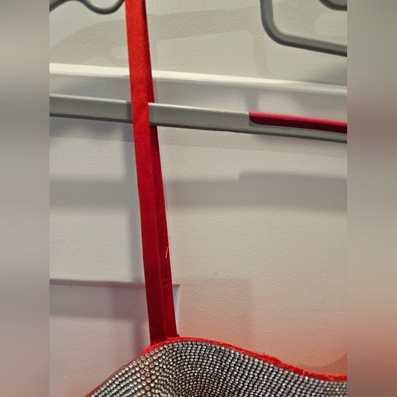 NWT Vestique Ruby Red Rhinestone Trim Mini Dress Size L - Picture 3 of 11